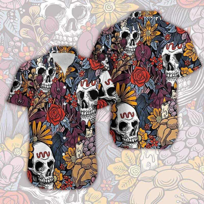 Cover Your Body With Amazing Hawaii Aloha Shirts Skull Flower Art Ha88096