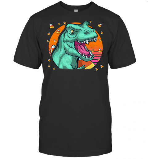 Candy Cornivore Dinosaur Halloween Pun Tyrannosaurus T Shirt