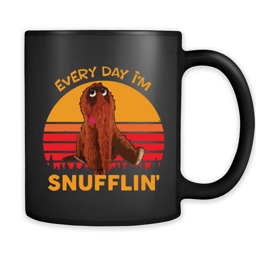 Every Day I’m Snufflin’, Sunset Design, Classic Vintage Retro Design – Full-Wrap Coffee Black Mug