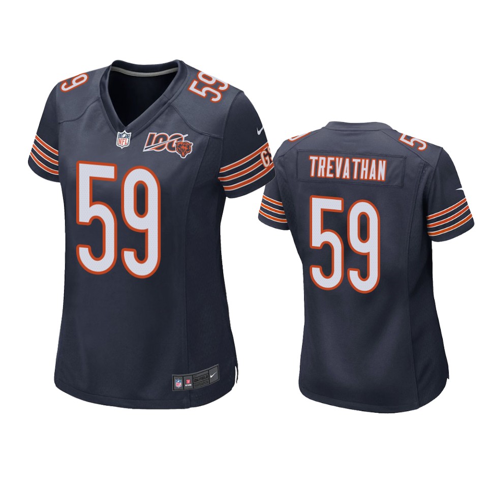 Chicago Bears Danny Trevathan Navy 100th Season Game Jersey – Womens