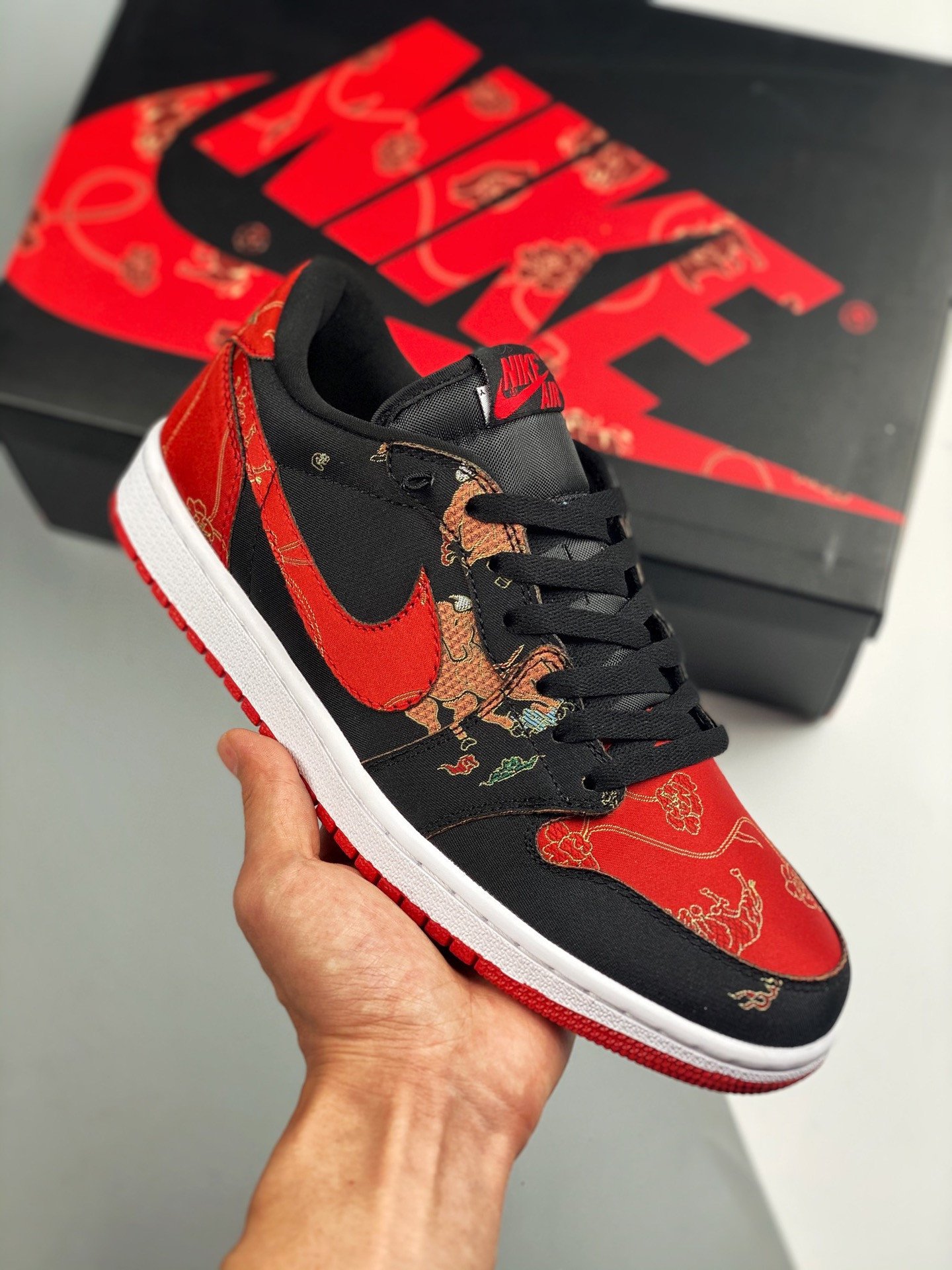 JD 1 Low OG CNY BlackUniversity Red-Metallic Gold-White 5341907