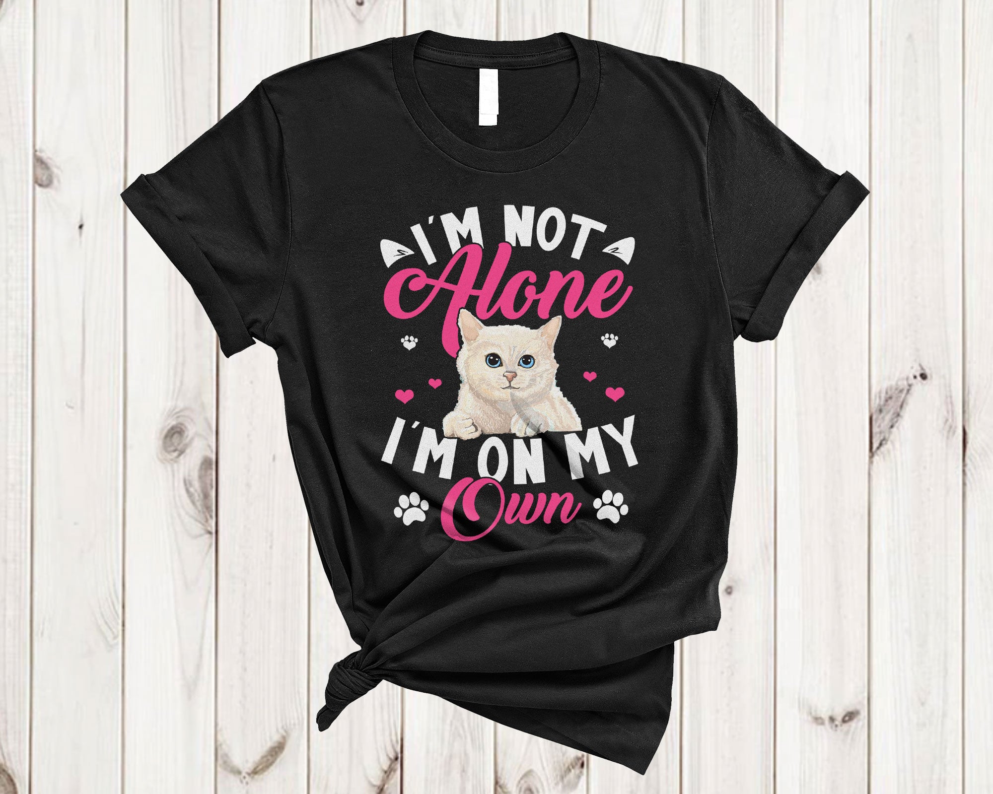 Cat Lover Shirt I’M Not Alone I’M On My Own Cute Cat Kitten Girl Kids Lover Gifts T-Shirt