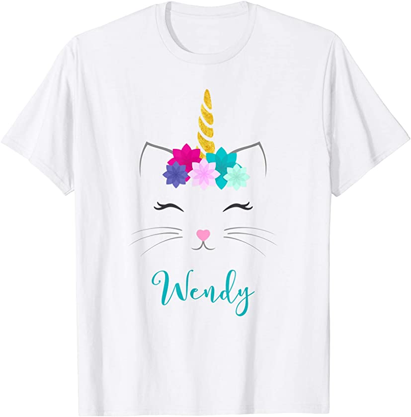 Wendy Name Gift – Personalized Cat Unicorn T-Shirt