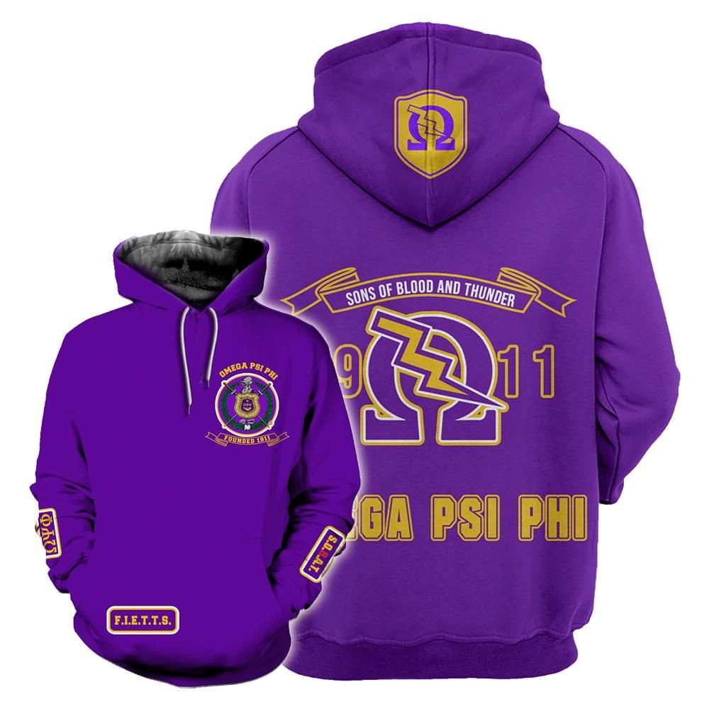 Omega Psi Phi 17720194 B4755 3D Pullover Printed Over Unisex Hoodie