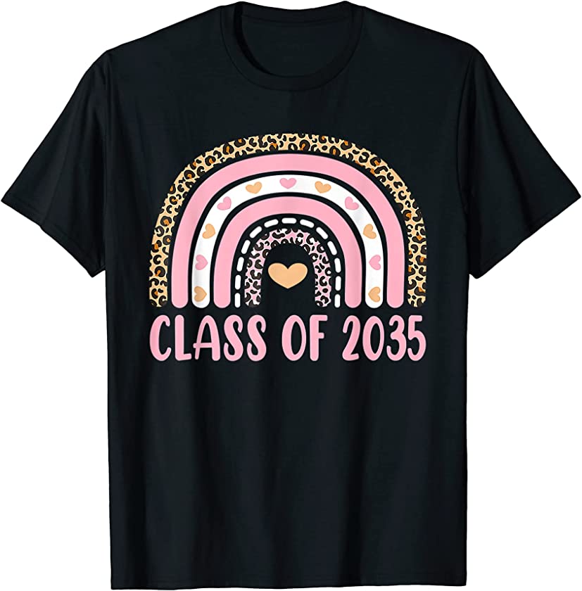 Class Of 2035 Rainbow Leopard Pre-k Grow with Me Graduation T-Shirt