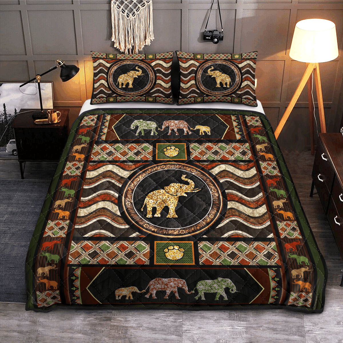 Elephant Wavy Decoration Qbs Quilt Bedding Set Bedroom Decoration Twin/Queen/King Size Bedding