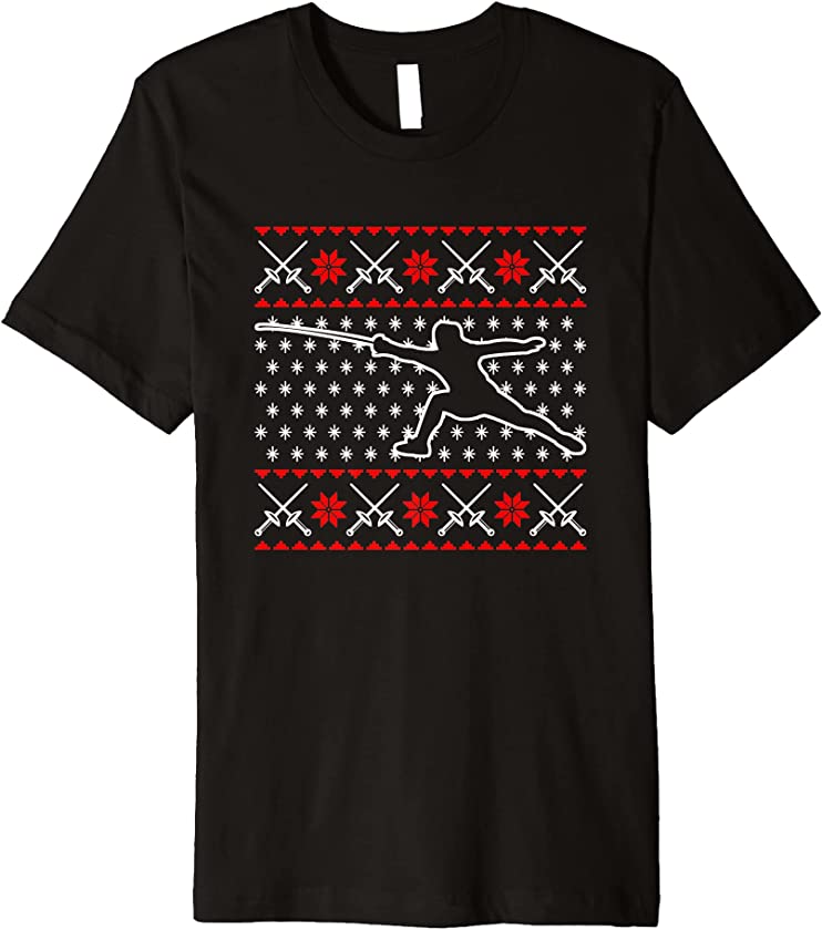 Ugly Christmas Fencing Fencer X-Mas Santa Claus New Year Premium T-Shirt