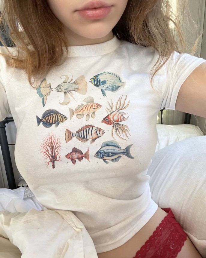 Seashell Baby Tee Y2k Marine Shirt Outfit