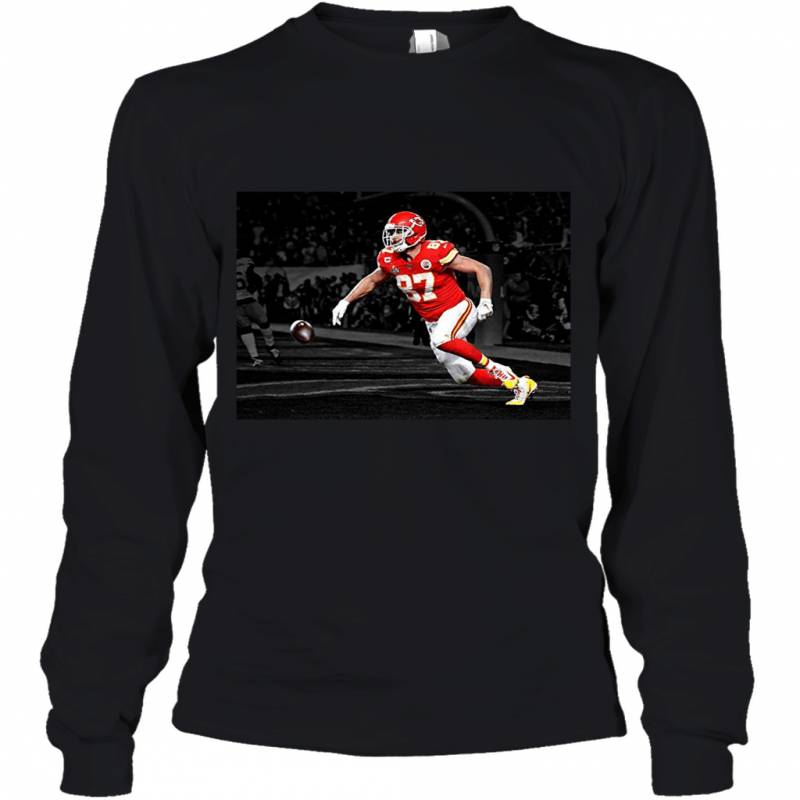 Super Bowl 54 Kansas City Chiefs Travis Kelce Celebrates In The End Zone During The Super Bowl Youth Long Sleeve