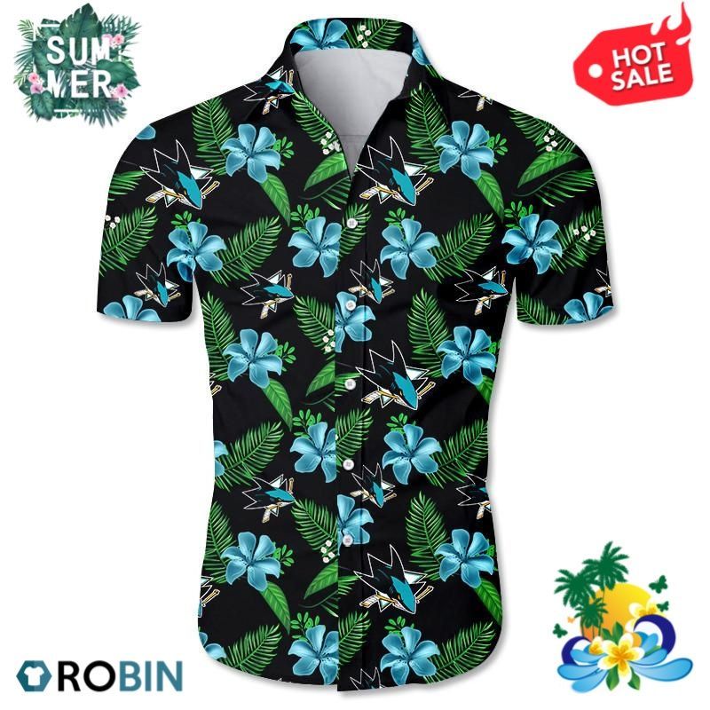 San Jose Sharks Tropical Flower Hawaii Shirt Ha41671