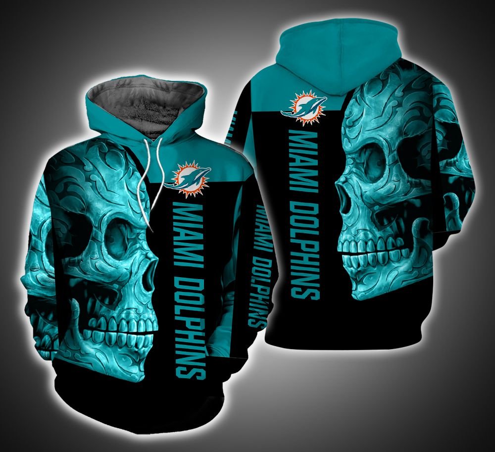 Miami Dolphins Skull Ver.12.15 3D Print Hoodie