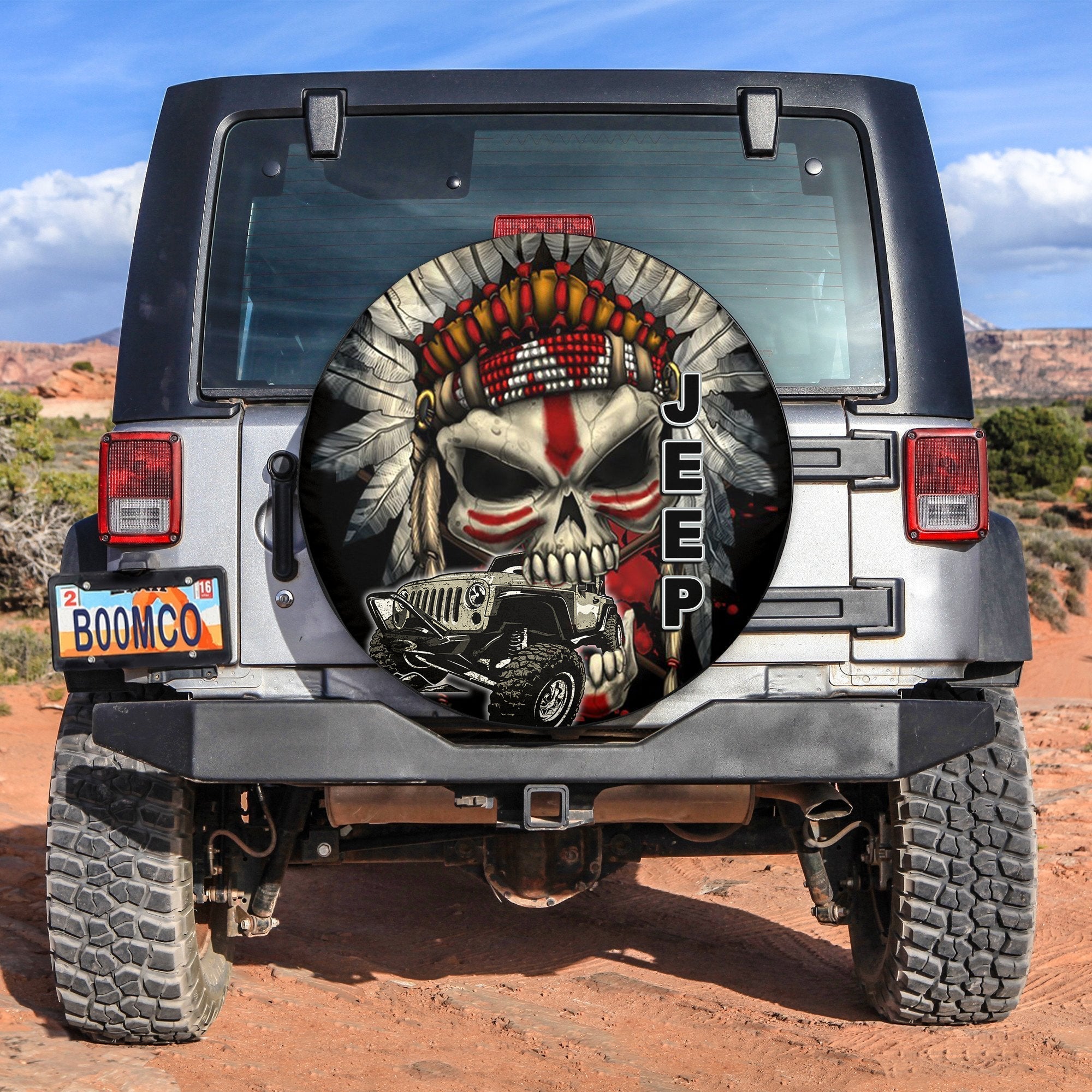 Native American Skull Mix Jeep Spare Tire Cover No.6 Lt6