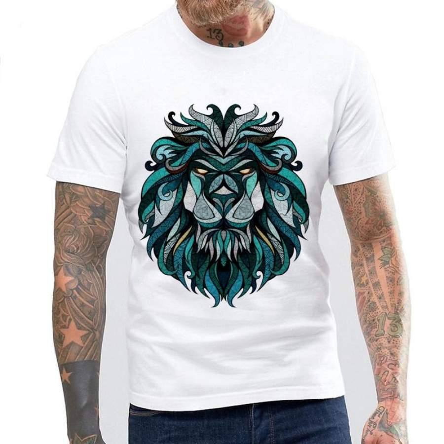 Summer Men Novelty T Shirt Fashion Animal Lion Design Tops Hot Sales Tee Shirts