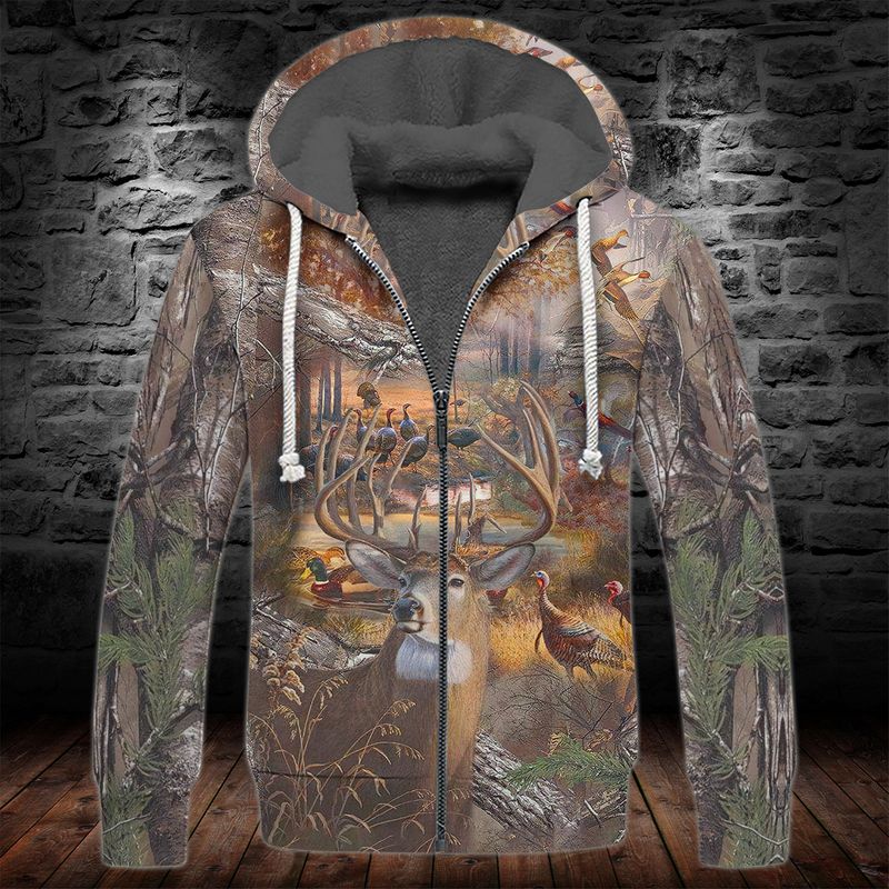 Animal Hunting 3D All Over Print Shirts Gift For Hunter 3D Fleece Zipper