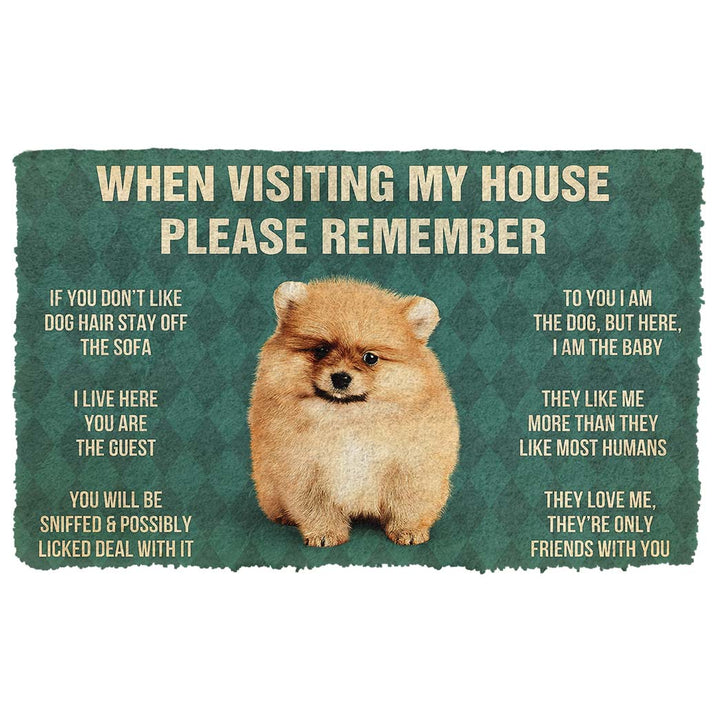 Waybackapparel Please Remember Pomeranian Puppy Dogs House Rules Custom 3D Doormat