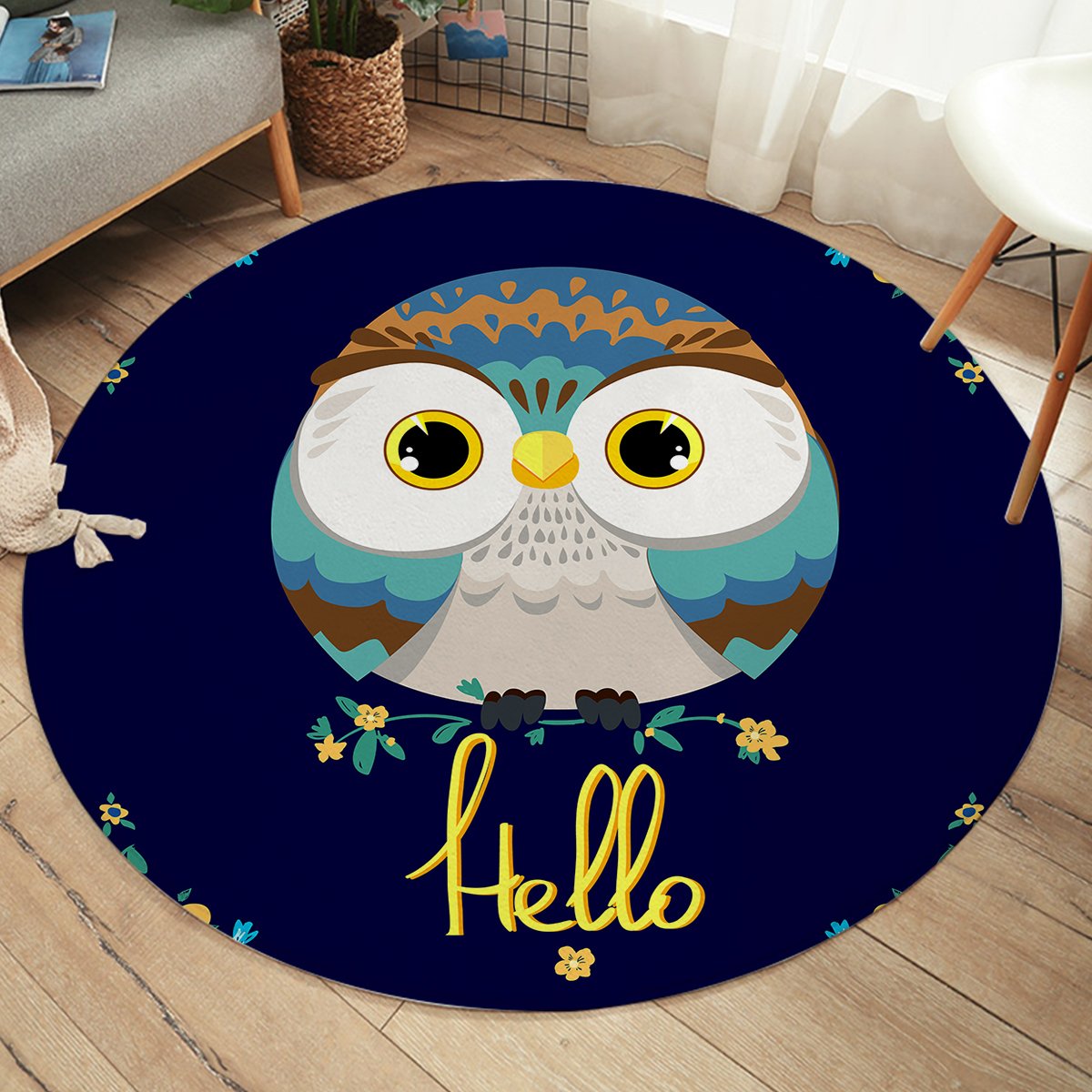 Hello Owl SW2341 Round Rug