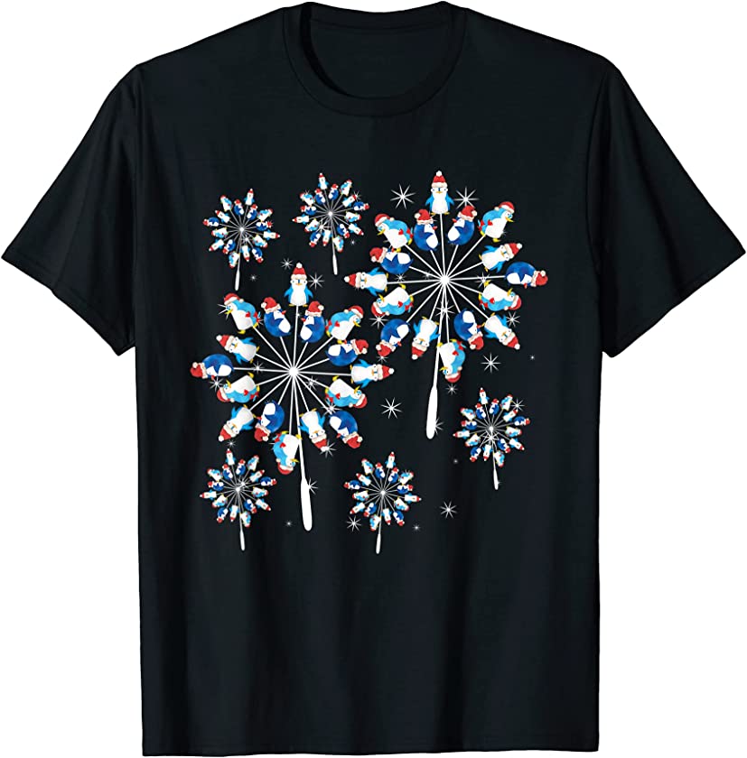 Merry Xmas Zoo Animal Lover Dandelion Christmas Penguin T-Shirt