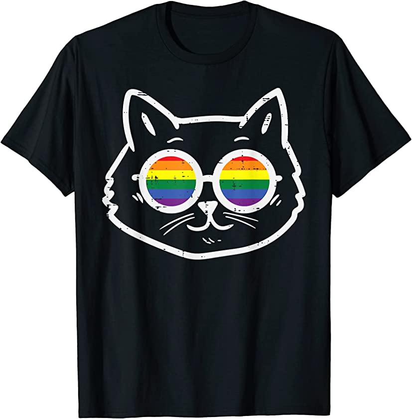 Purride Cat Kitten LGBTQ Rainbow Flag Gay Pride Ally Feline T-Shirt