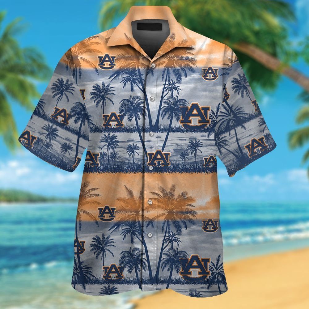 Auburn Tigers Tropical Hawaiian Short Sleeve Button Up Shirt