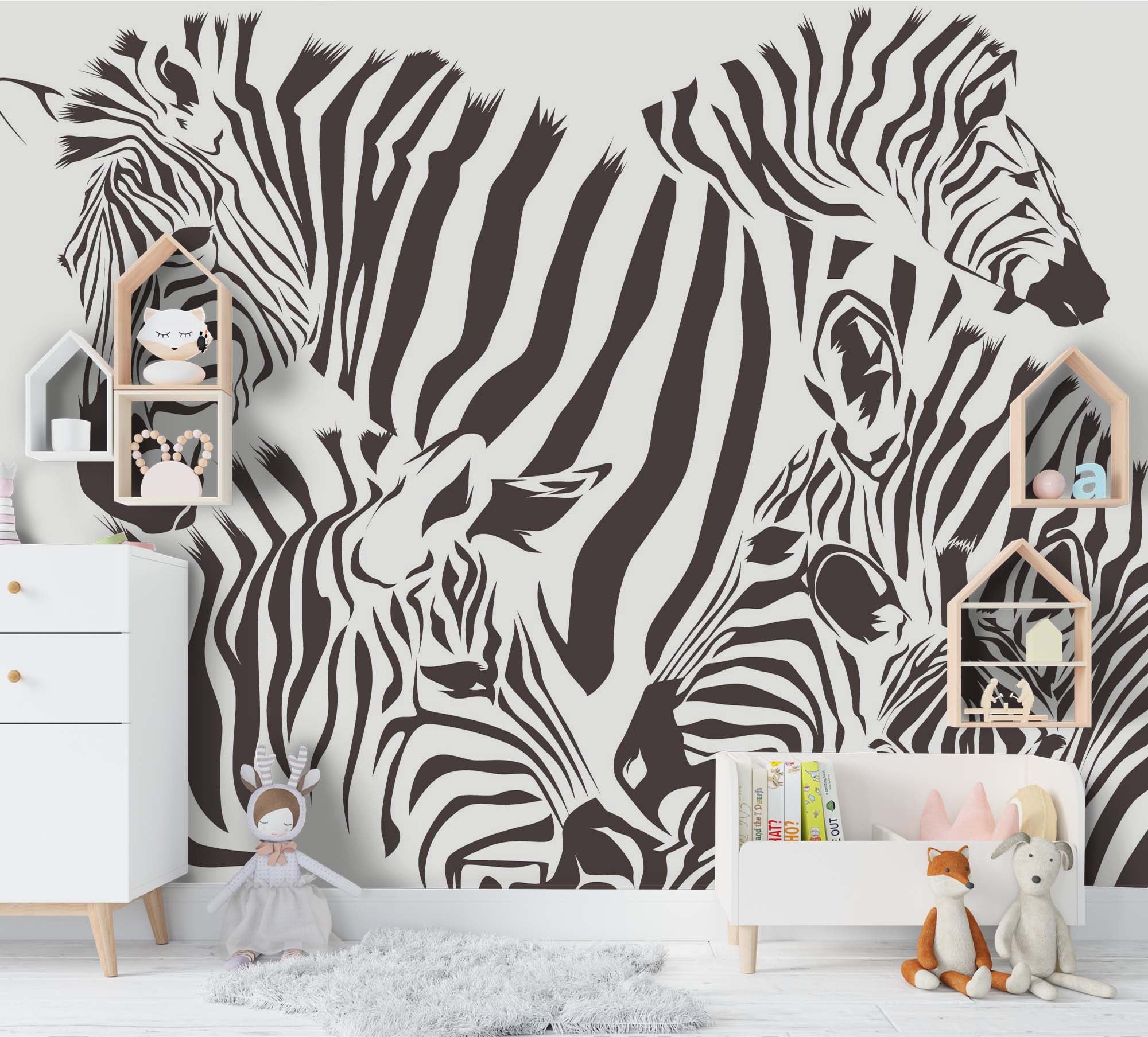 3D Freehand Sketching Black White Animal Zebra Wall Mural Wallpaper Zy D127