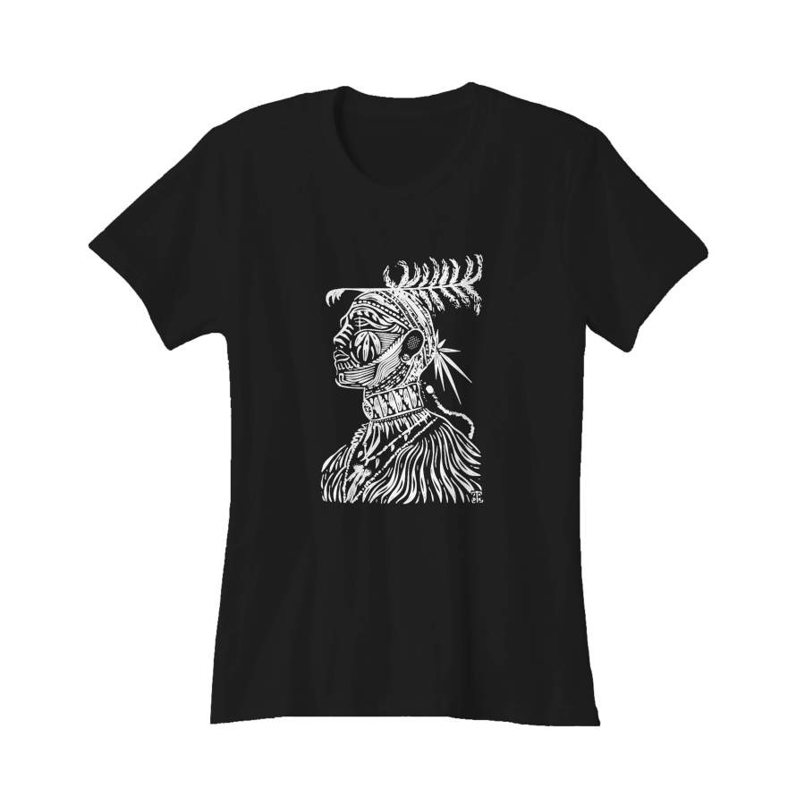 Tribal Warrior Native African Samburu Tribe Warrior Tattoo Goa Burning Man Festival Psy Techno Ethnic Street Underground Women’s T-Shirt