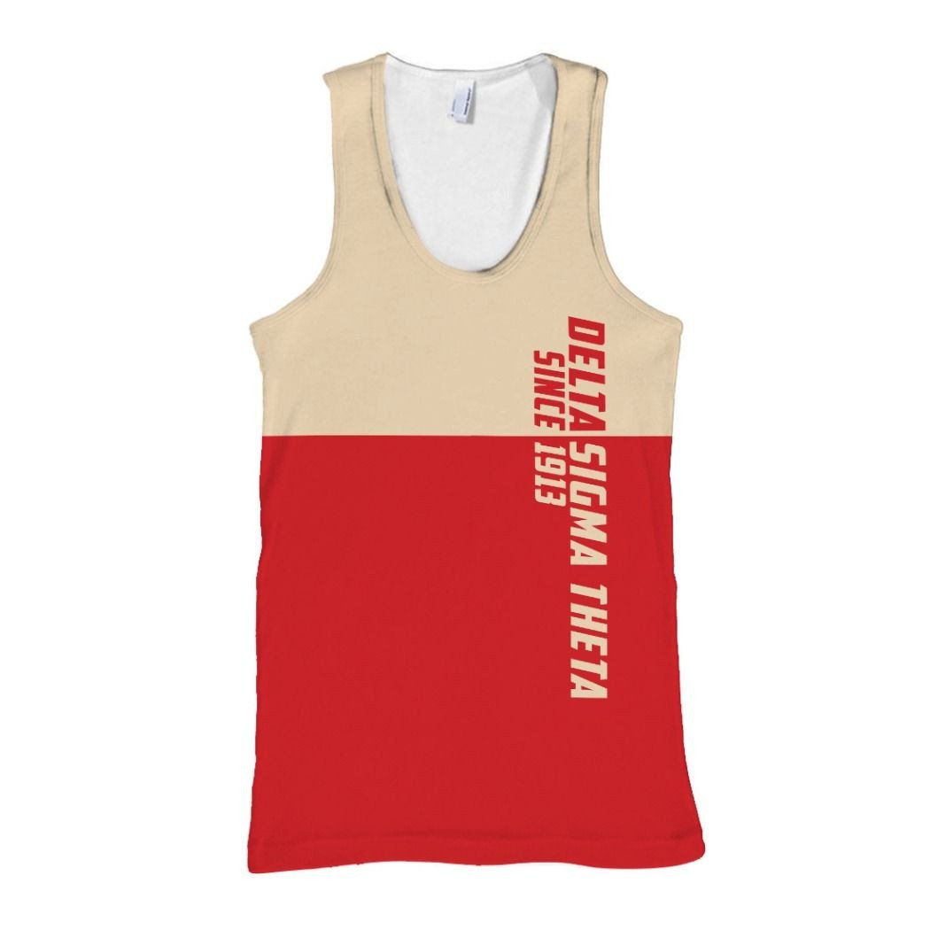 Wonderprint Tank Top Delta Sigma Theta Half Beige Half Red Tank Top