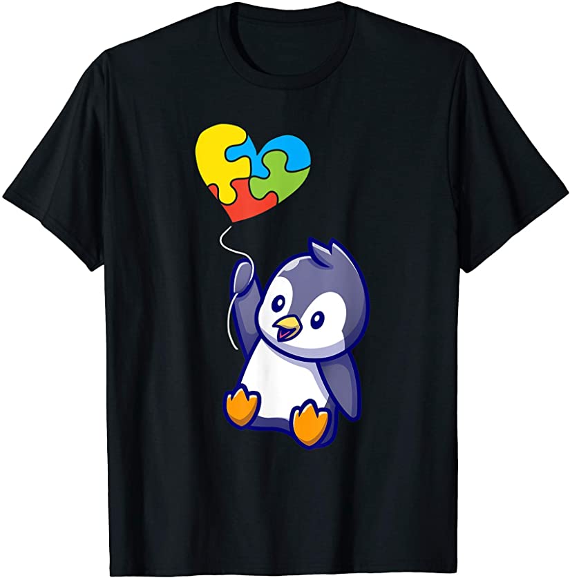 Cute Penguin Autism Awareness Day Puzzle Piece T-Shirt