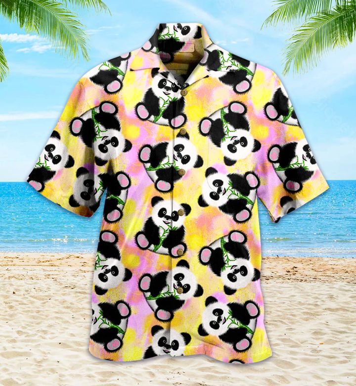 Panda Yellow Color 3D Hawaiian Shirt