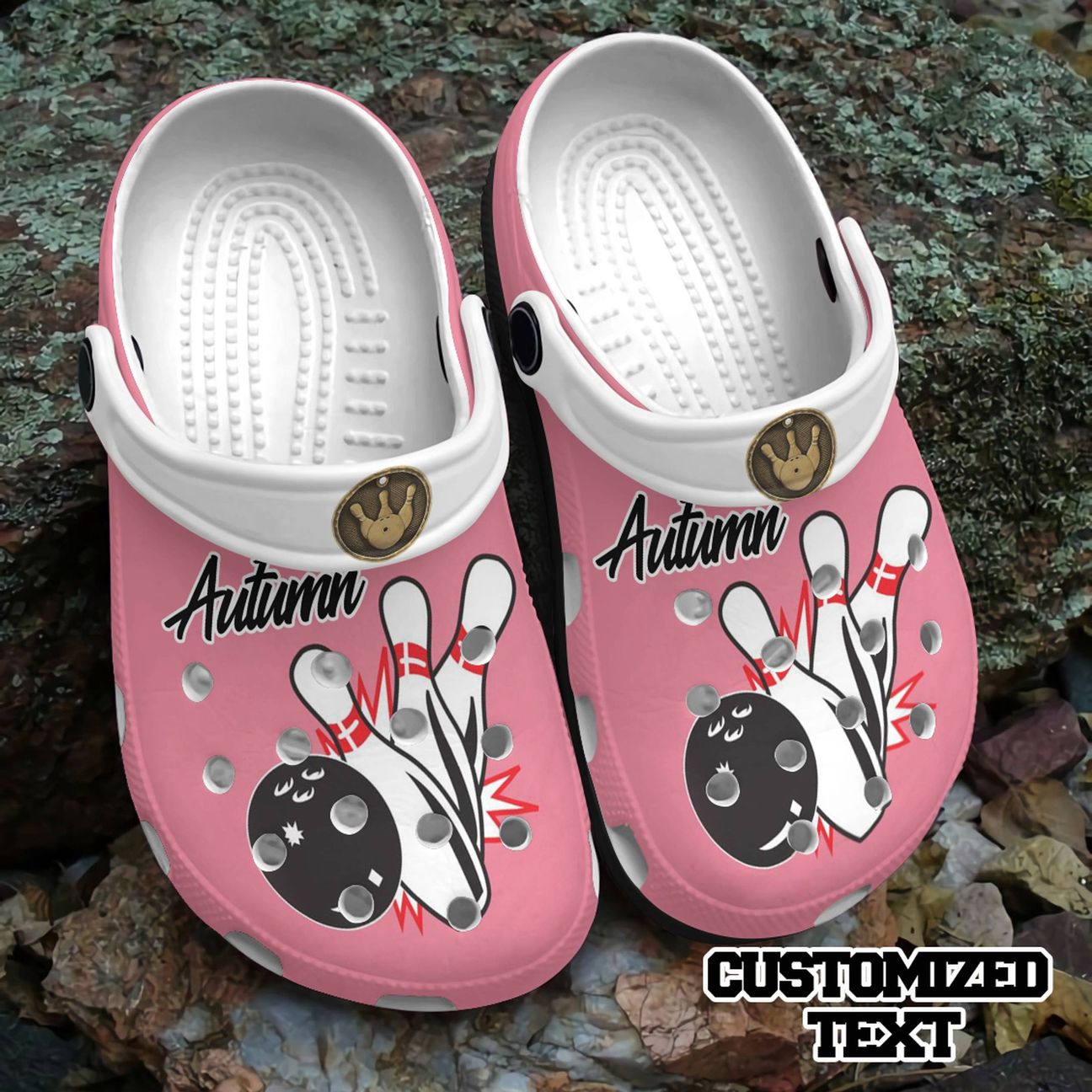 Bowling Personalized Clog, Custom Name, Text, Color, Number Fashion Style For Women, Men, Kid, Print 3D Pink