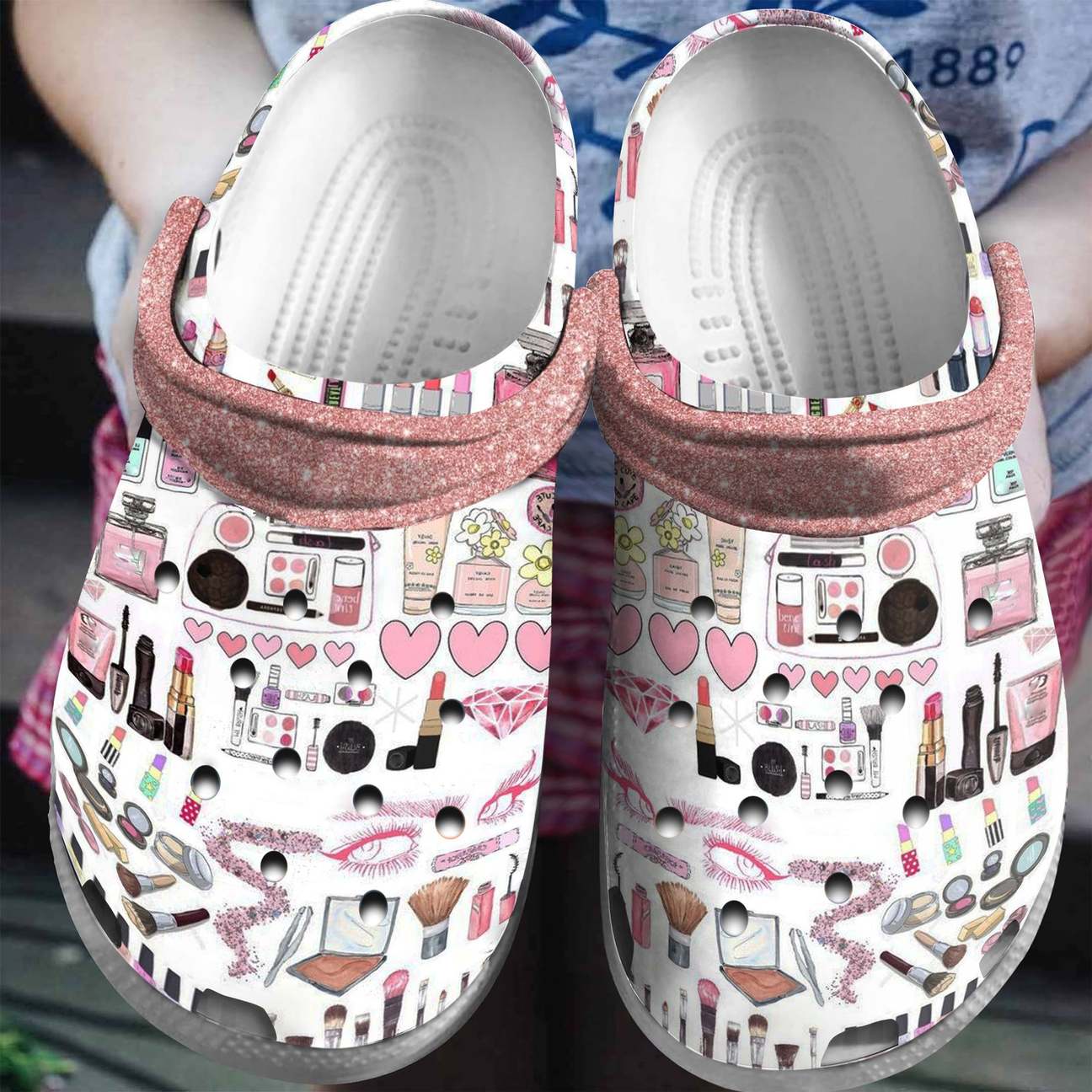 Makeup Personalized Clog, Custom Name, Text, Color, Number Fashion Style For Women, Men, Kid, Print 3D Love