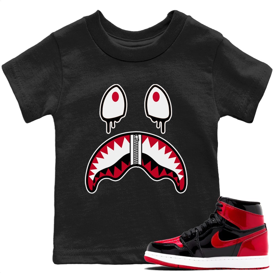 Shark Face T-Shirt – Air Jordan 1 Bred Patent Baby & Youth