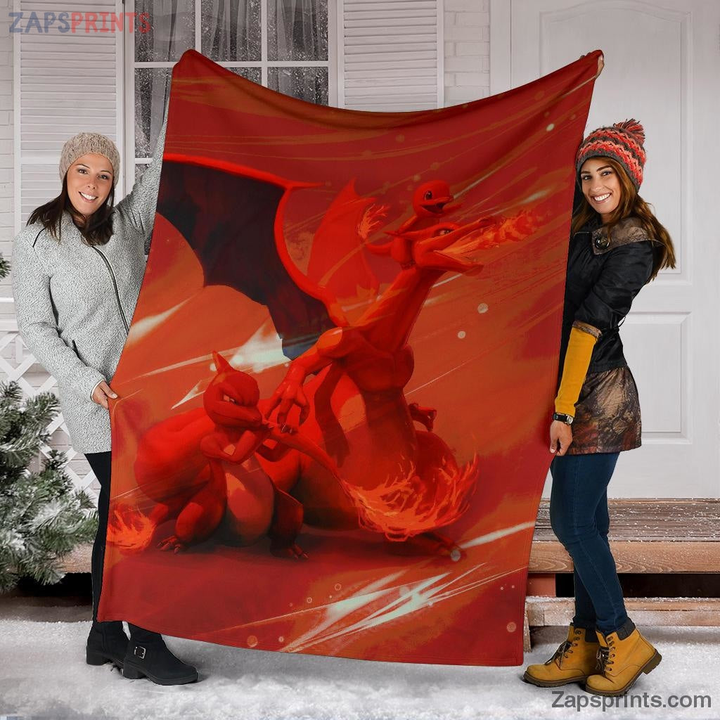 Red Hot Charizard Pokemon Blanket