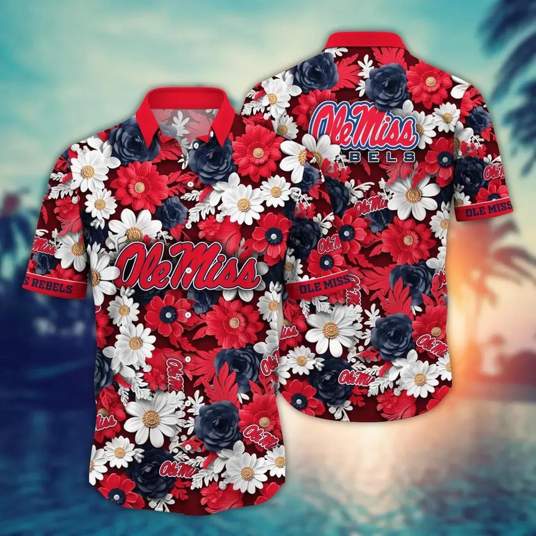 Ole Miss Rebels Ncaa Flower Aloha Hawaiian Shirt 9, Ncaa Hawaiian Shirt