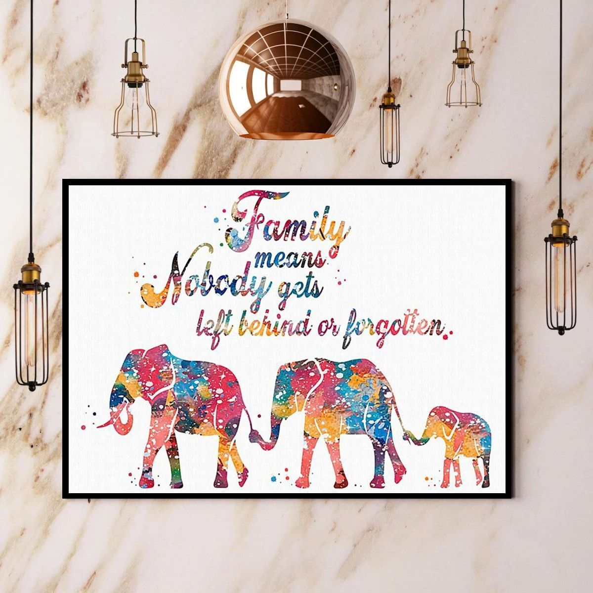 Elephants Family Family Means Nobody Gets Left Behind Or Forgotten Canvas Poster Wall Art Decor