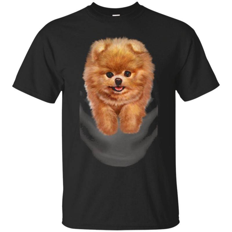 T-shirt, Blonde Toy Pomeranian Puppy In Pocket, Dog