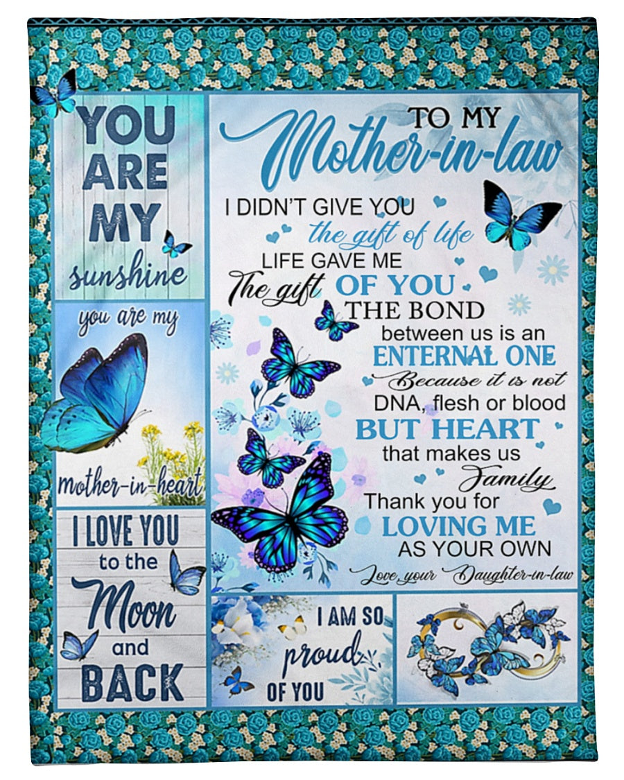 To My Mother In Law I Didn’T Give You The Gift Of Life Blue Roses Blanket Gift For Mom From Daughter Birthday Gift Home Decor Bedding Couch Sofa Soft And Comfy Cozy