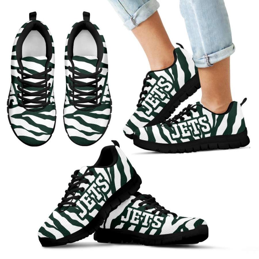 Tiger Skin Stripes Pattern Print New York Jets Sneakers