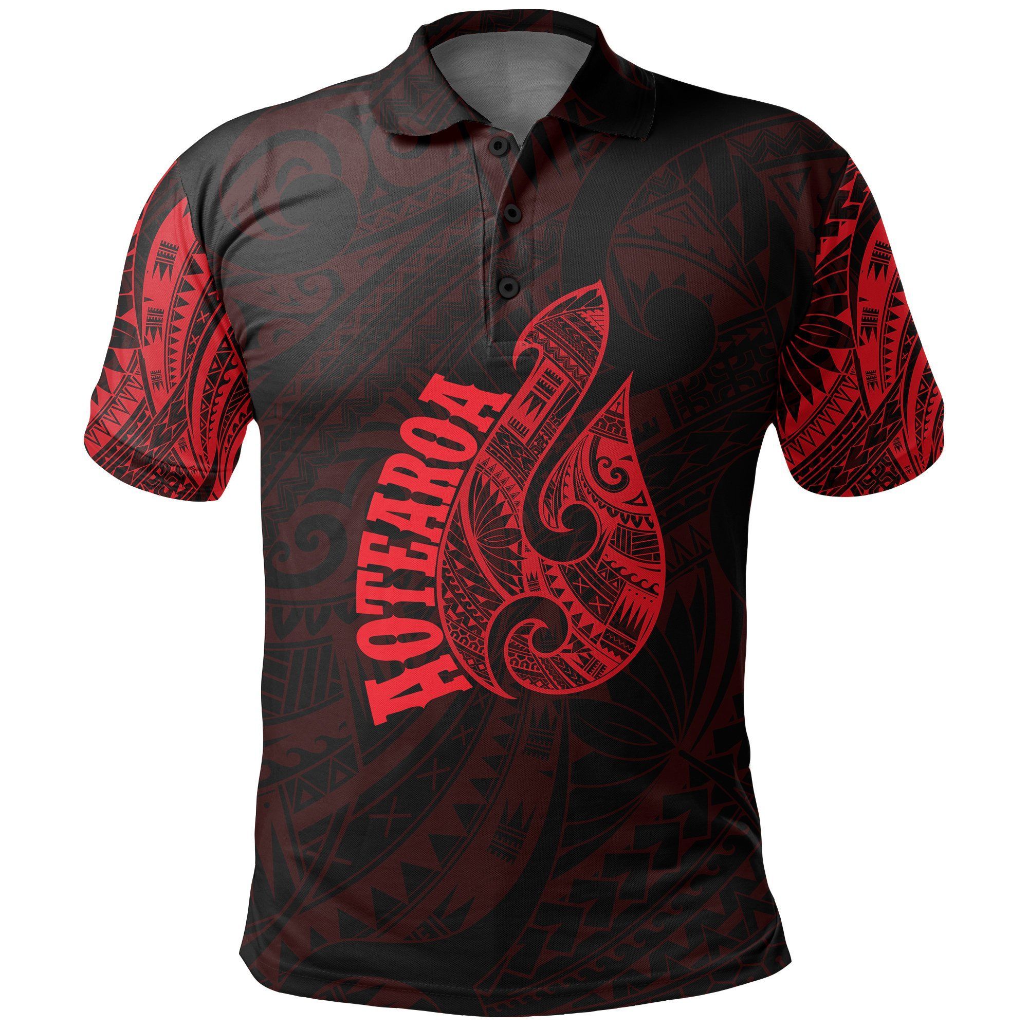 Hei Matau Maori Tattoo Polo Shirt Red K4