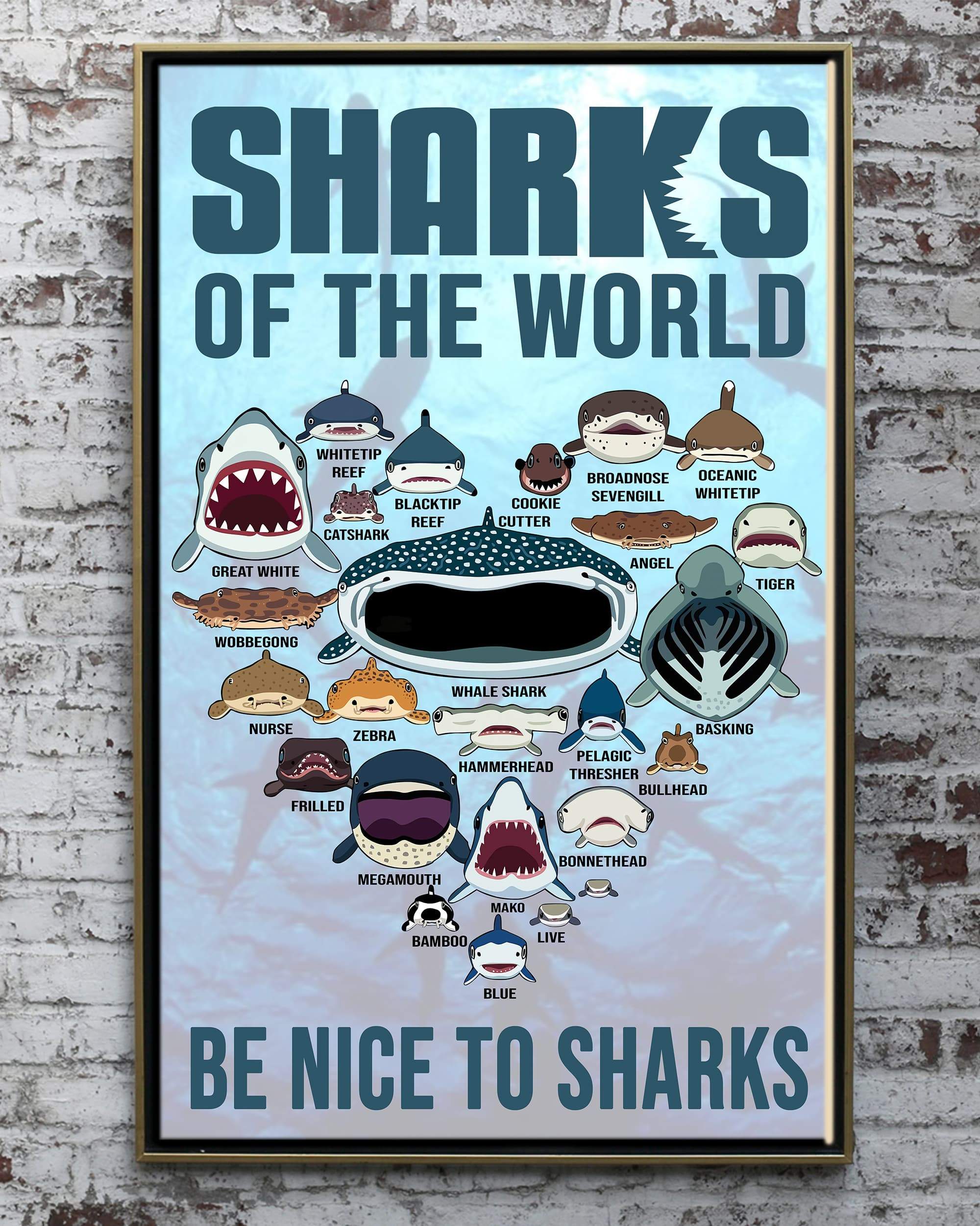 Be Nice To Sharks Canvas And Poster, Canvas Prints, My Poster Wall, Canvas Wall Art, Wall Decor Visual Art