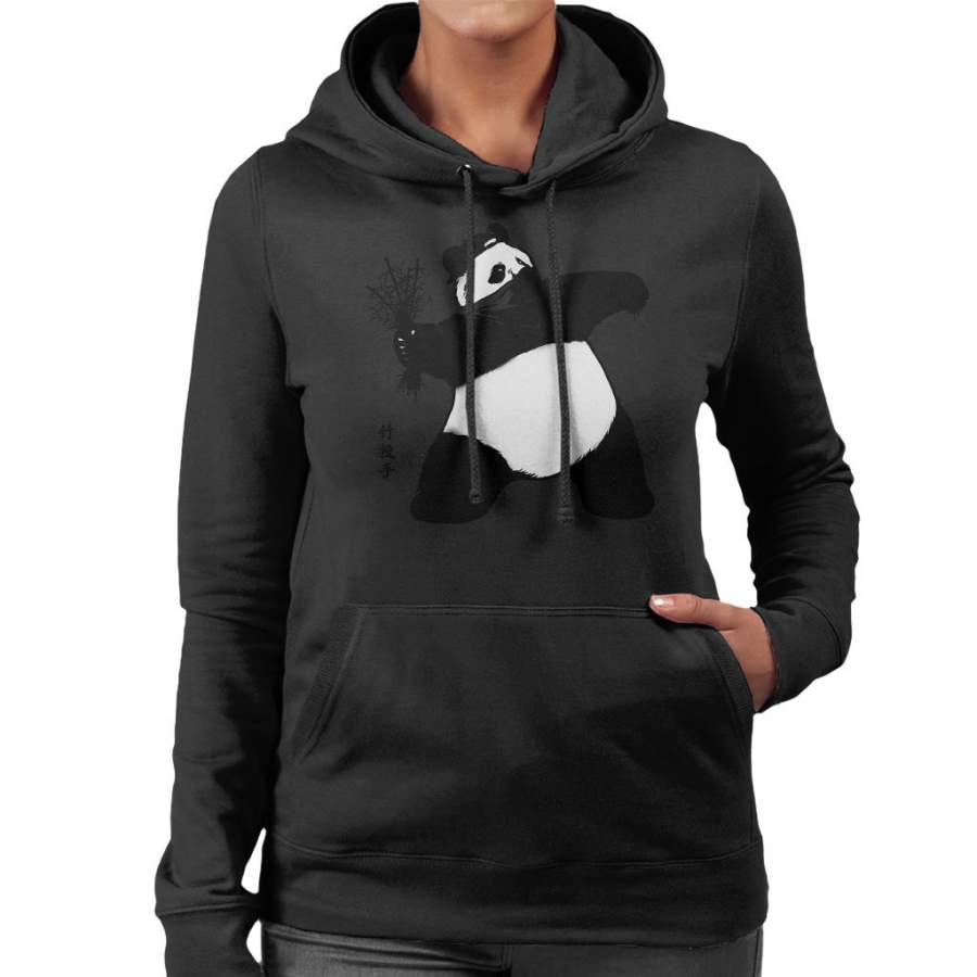 Bamboo Thrower Banksy Panda Women’s Hooded Sweatshirt