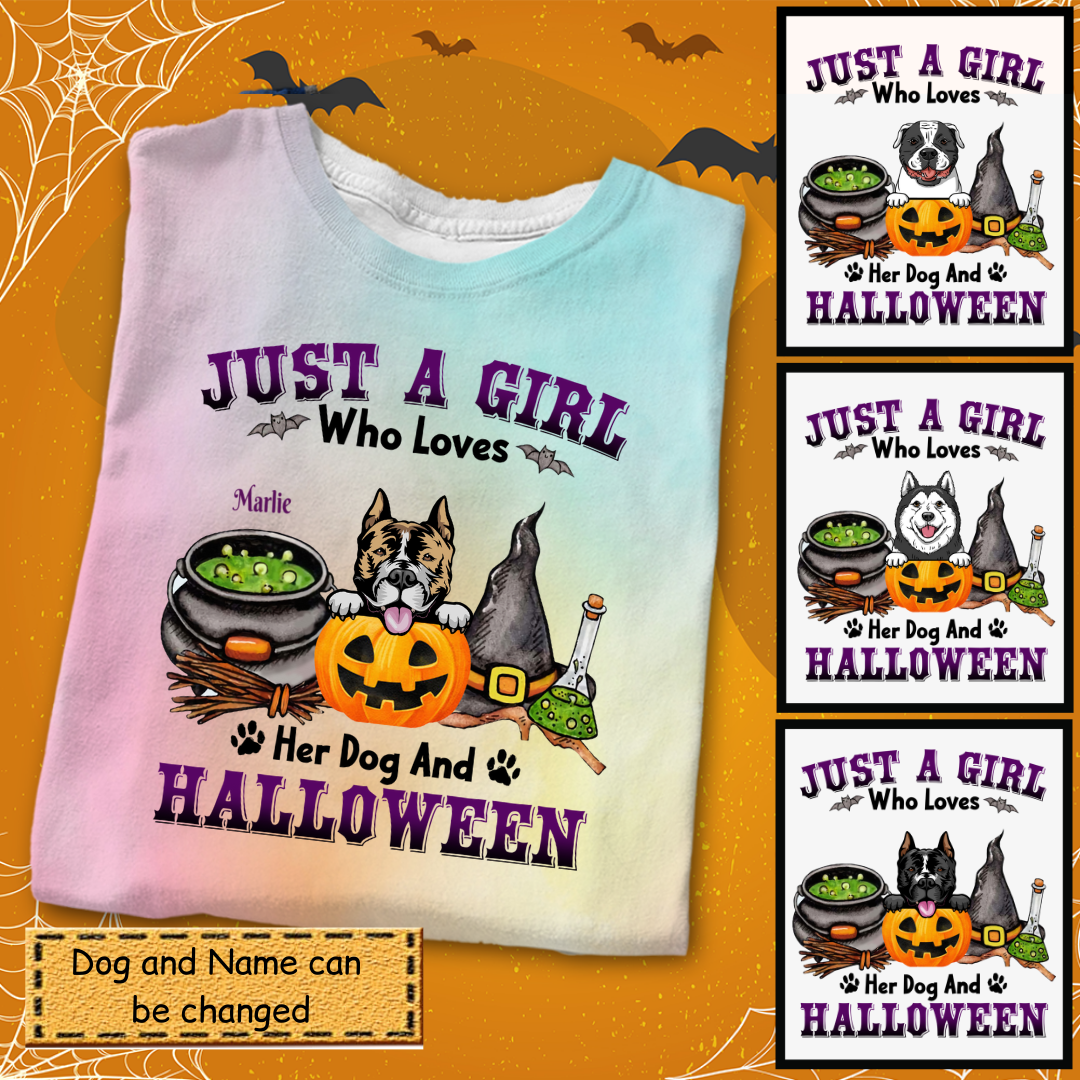 Personalized Dog Witch Fall Halloween 3D Tie Dye Shirt Sweatshirt Hoodie Ap328