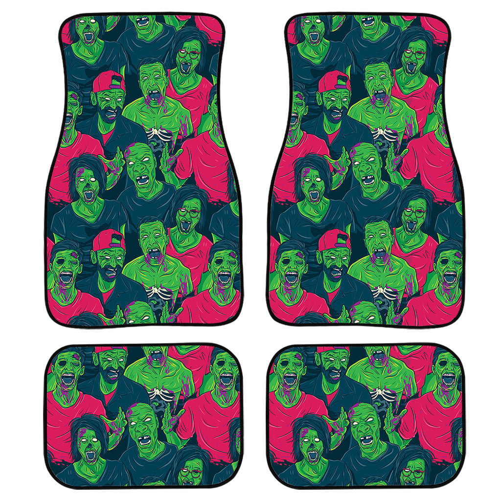 Green Walking Zombie Print Front And Back Car Floor Mats, Front Car Mat