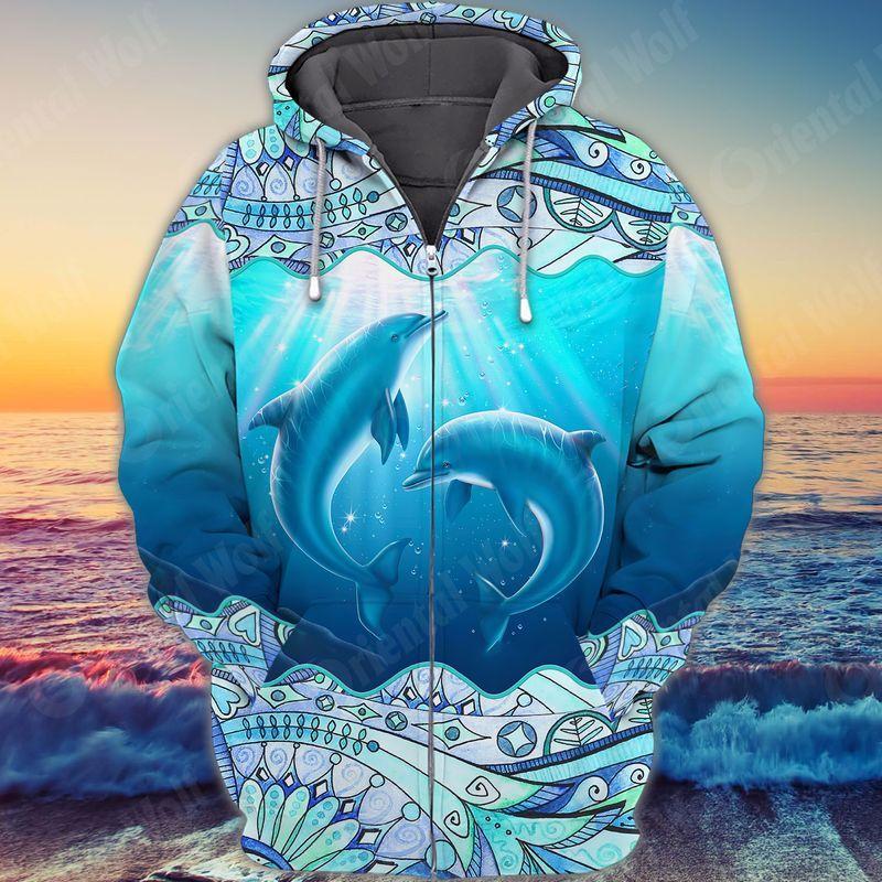 Beautiful Dolphin 3D Full Print 3D All Over Printed Unisex Hoodie Zip Hoodie T-Shirt Plus Size S-5Xl