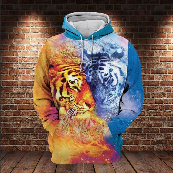 Tiger Sun And Moon All Over Printed Us Unisex Size Hoodie