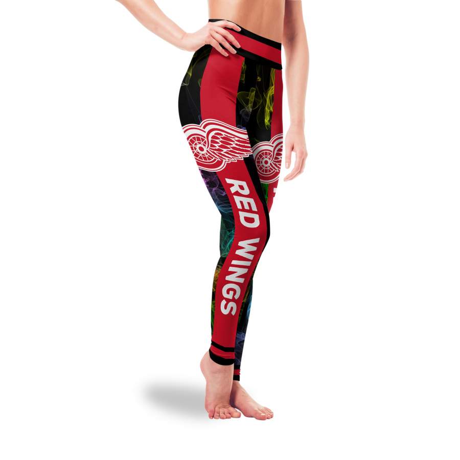 Incredible Mysterious Smoke Colors Detroit Red Wings Leggings