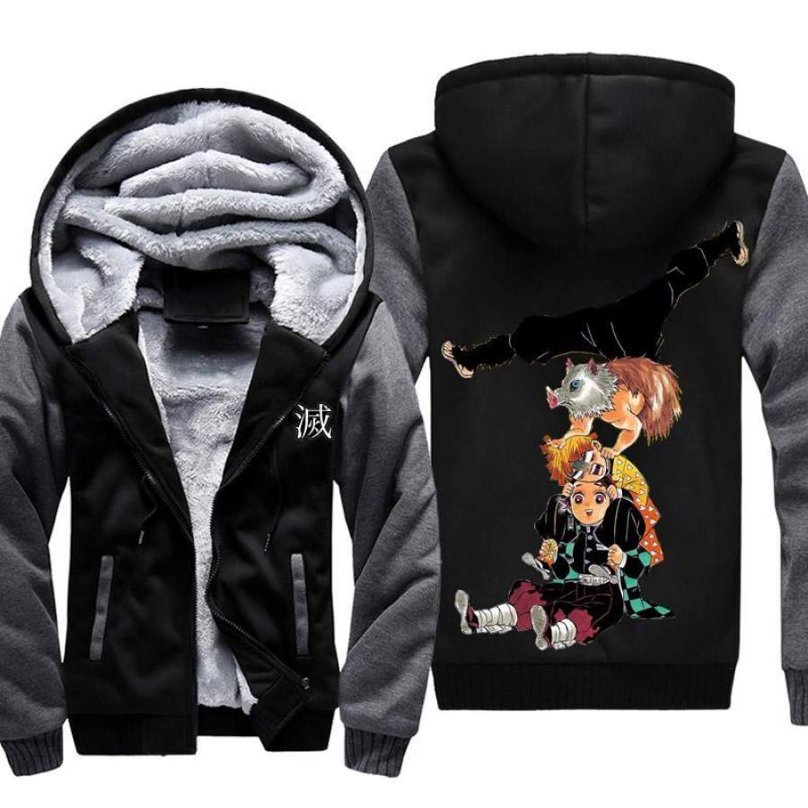 Demon Slayer Fleece Jacket - Tanjiro, Inosuke,  Zenitsu Jacket Hoodie