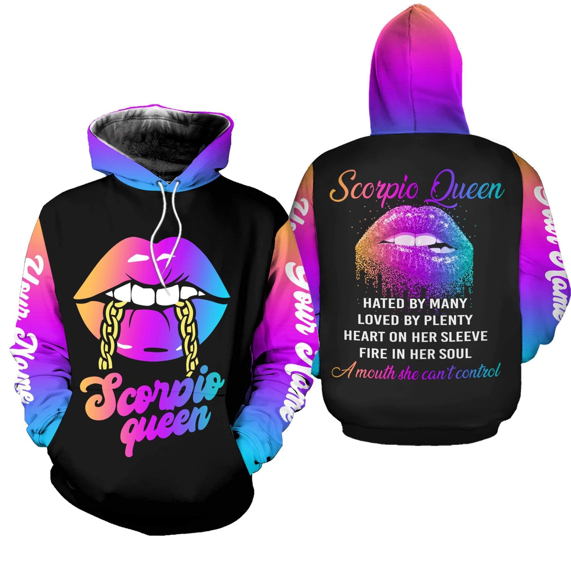 Personalized custom name Scorpio Queen Lips Hoodie 3D #041220H