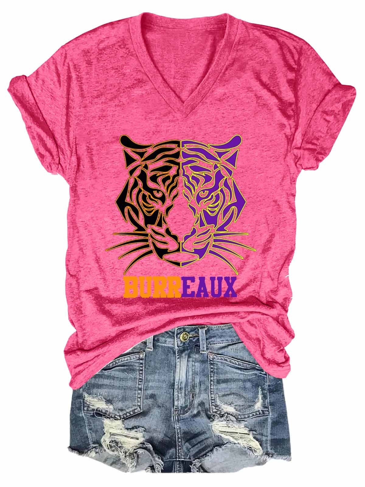 Women’S Burreaux Tiger Cincinnati Bengals V-Neck T-Shirt