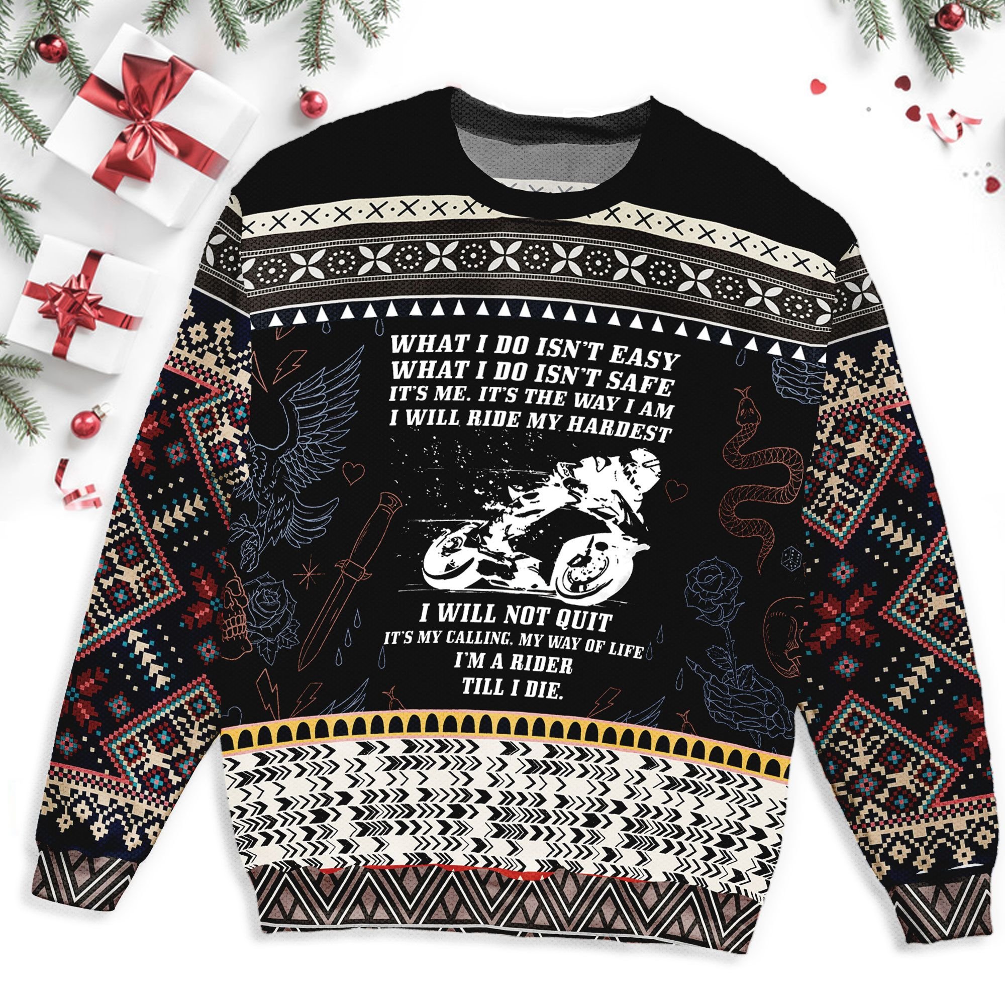 Burning Motor Christmas Ugly Sweater