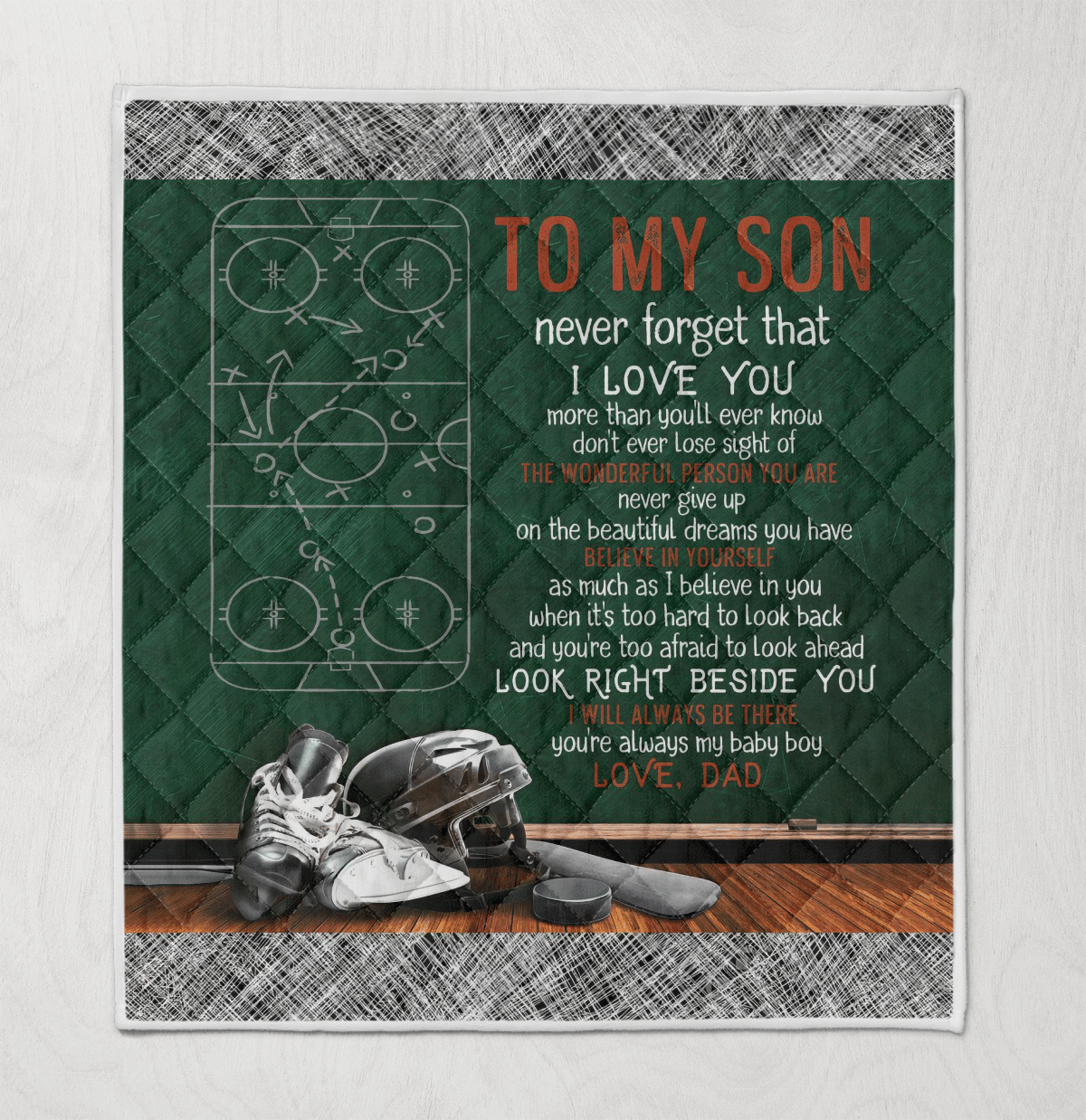 Wooni To My Son Never Foget That I Love You Ice Hockey Rink Quilt Quilt Blanket Wn1512231